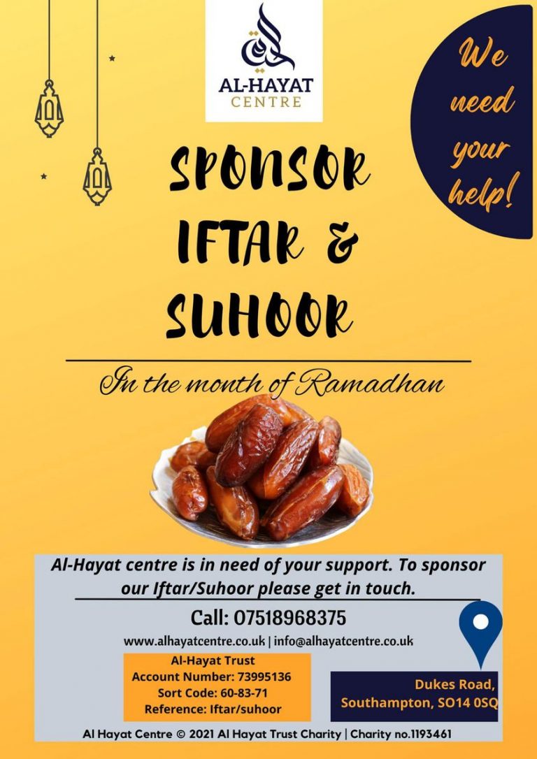 Sponsor Iftar & Suhoor